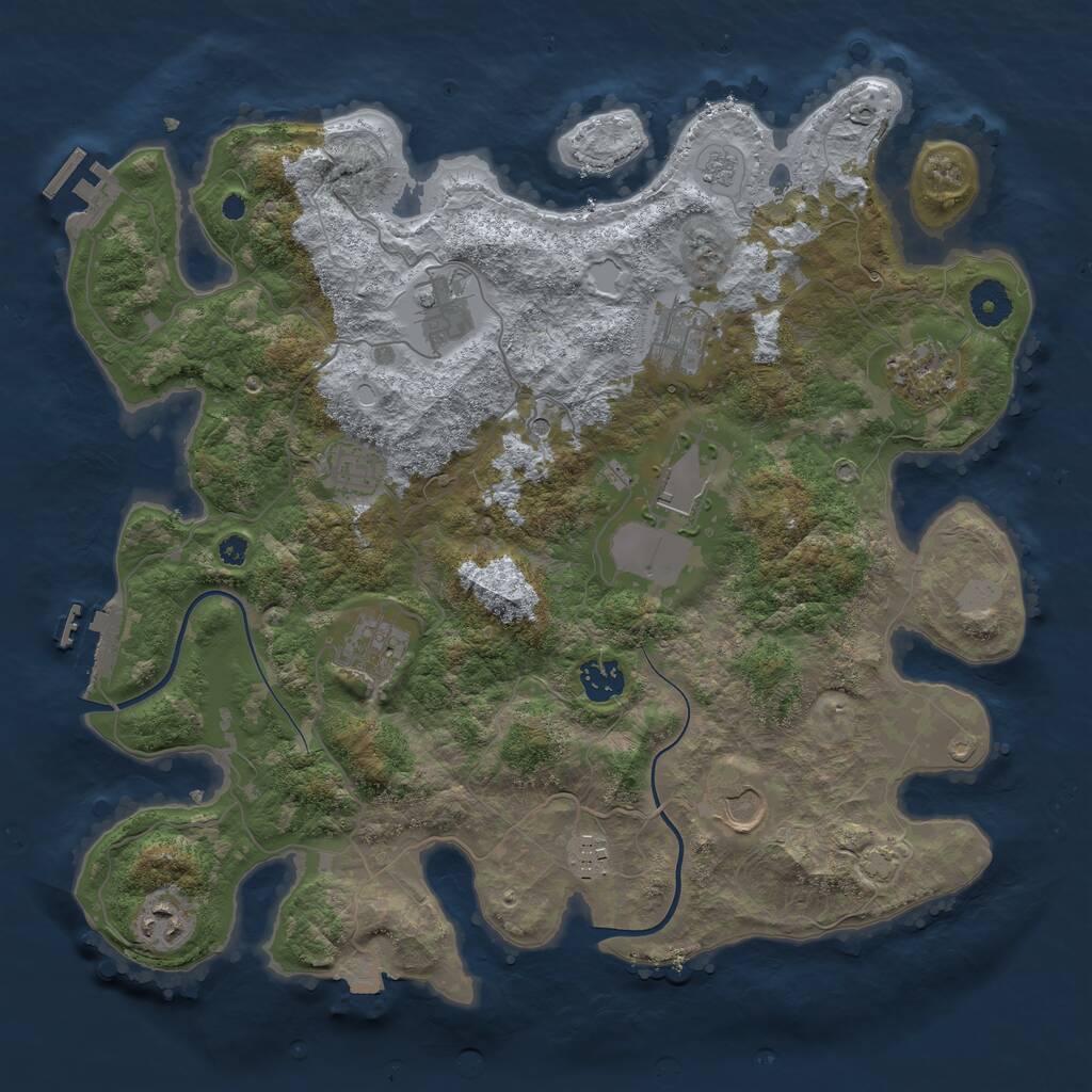 Rust Map: Procedural Map, Size: 3750, Seed: 799932, 16 Monuments