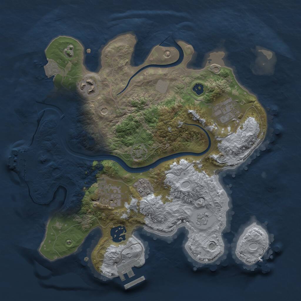 Rust Map: Procedural Map, Size: 2750, Seed: 718894360, 11 Monuments