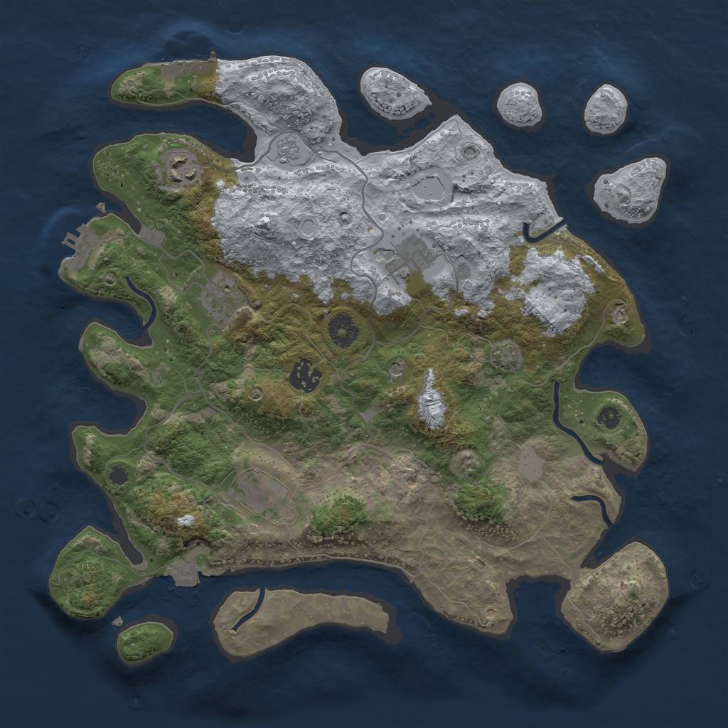 Rust Map: Procedural Map, Size: 3450, Seed: 36799625, 13 Monuments