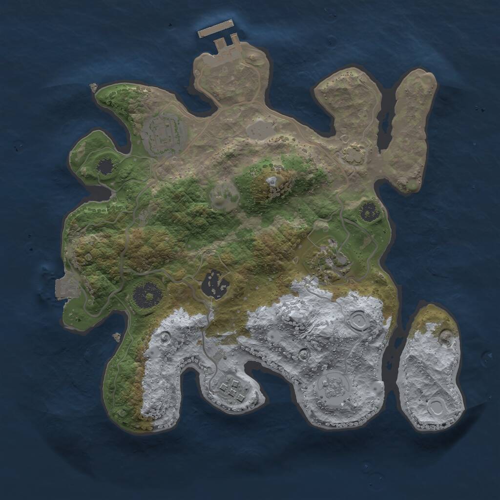 Rust Map: Procedural Map, Size: 2750, Seed: 1392842232, 8 Monuments