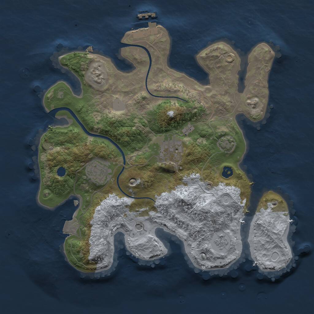 Rust Map: Procedural Map, Size: 2750, Seed: 1392842232, 7 Monuments