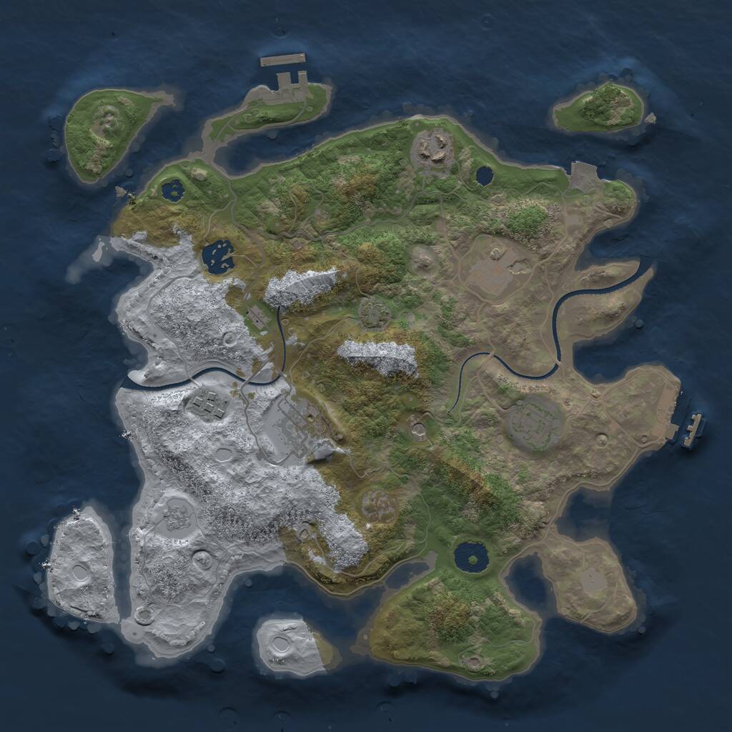Rust Map: Procedural Map, Size: 3300, Seed: 1714217211, 12 Monuments