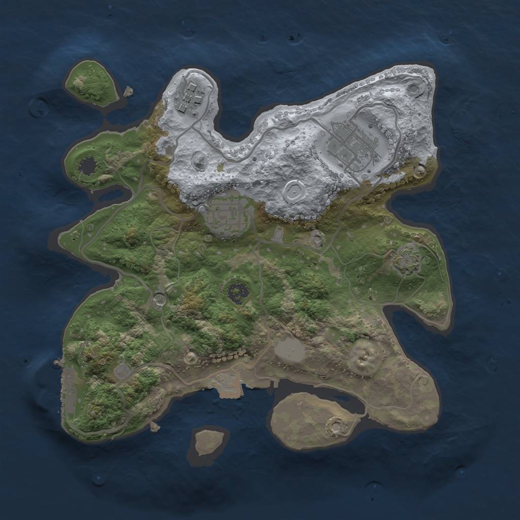 Rust Map: Procedural Map, Size: 2500, Seed: 418971412, 9 Monuments