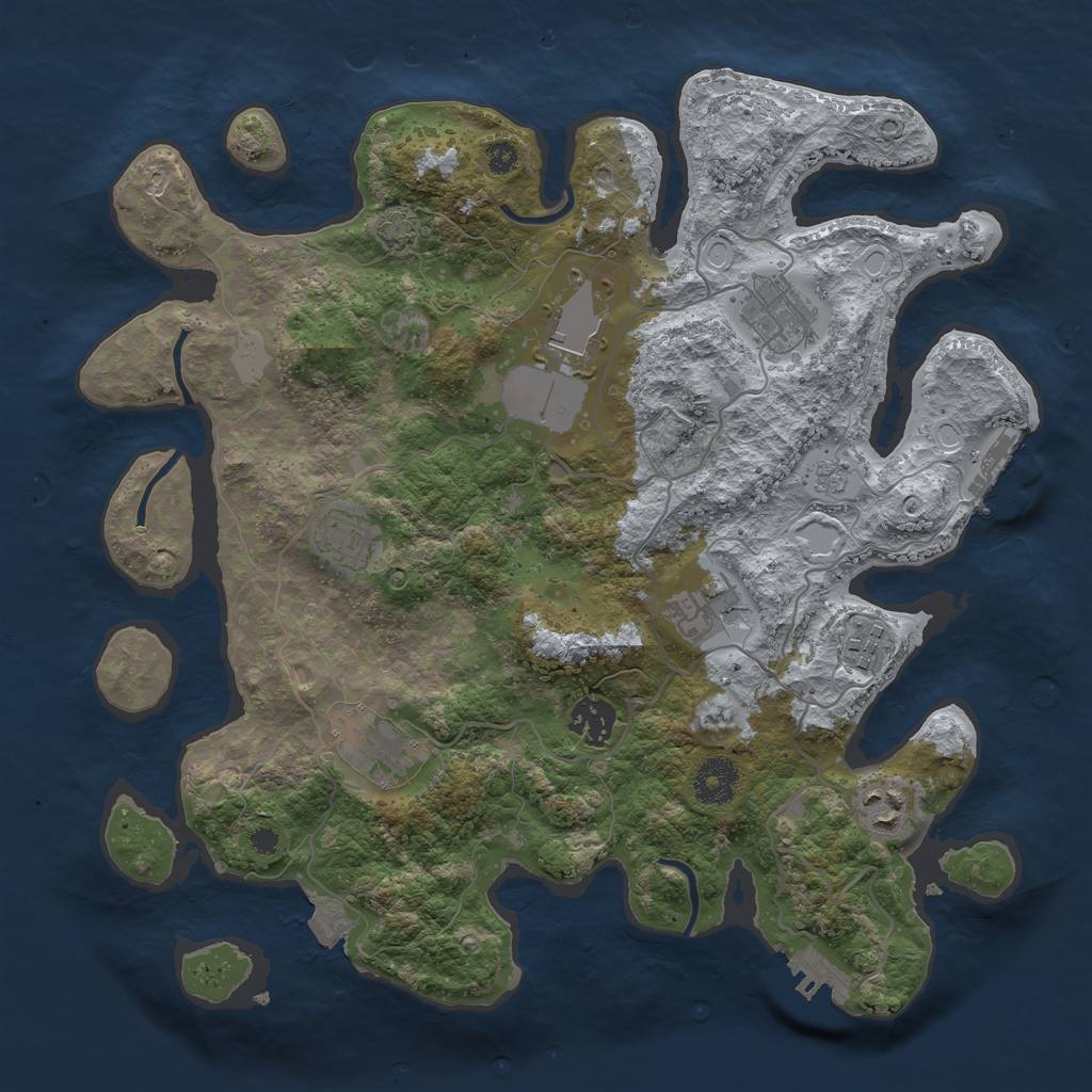 Rust Map: Procedural Map, Size: 3500, Seed: 1097106374, 15 Monuments