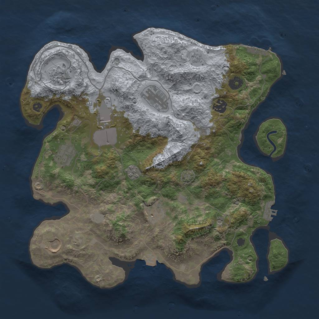Rust Map: Procedural Map, Size: 3500, Seed: 184834576, 16 Monuments
