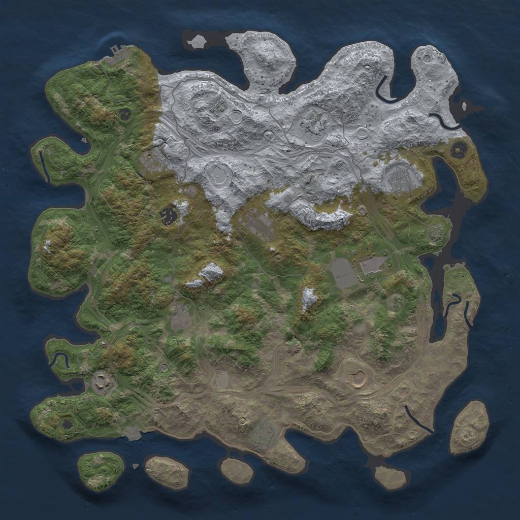 Rust Map: Procedural Map, Size: 4500, Seed: 65967, 18 Monuments