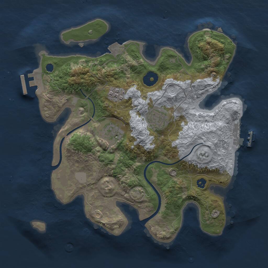 Rust Map: Procedural Map, Size: 2750, Seed: 1905748459, 7 Monuments