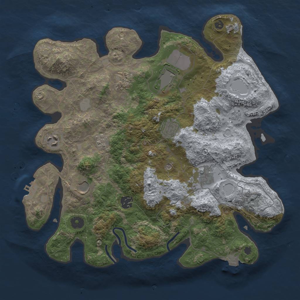 Rust Map: Procedural Map, Size: 3500, Seed: 679073373, 15 Monuments