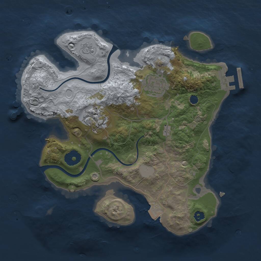 Rust Map: Procedural Map, Size: 2500, Seed: 1018183122, 5 Monuments