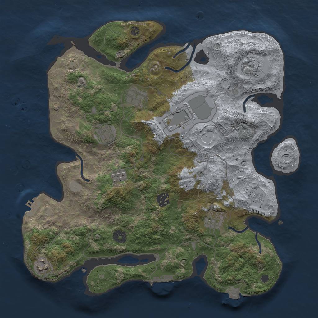 Rust Map: Procedural Map, Size: 3500, Seed: 1324813556, 16 Monuments