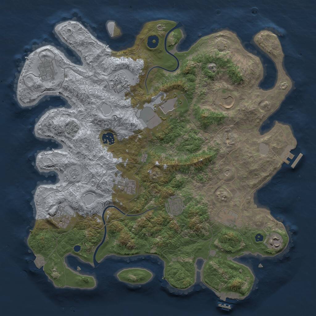 Rust Map: Procedural Map, Size: 3800, Seed: 24052024, 17 Monuments