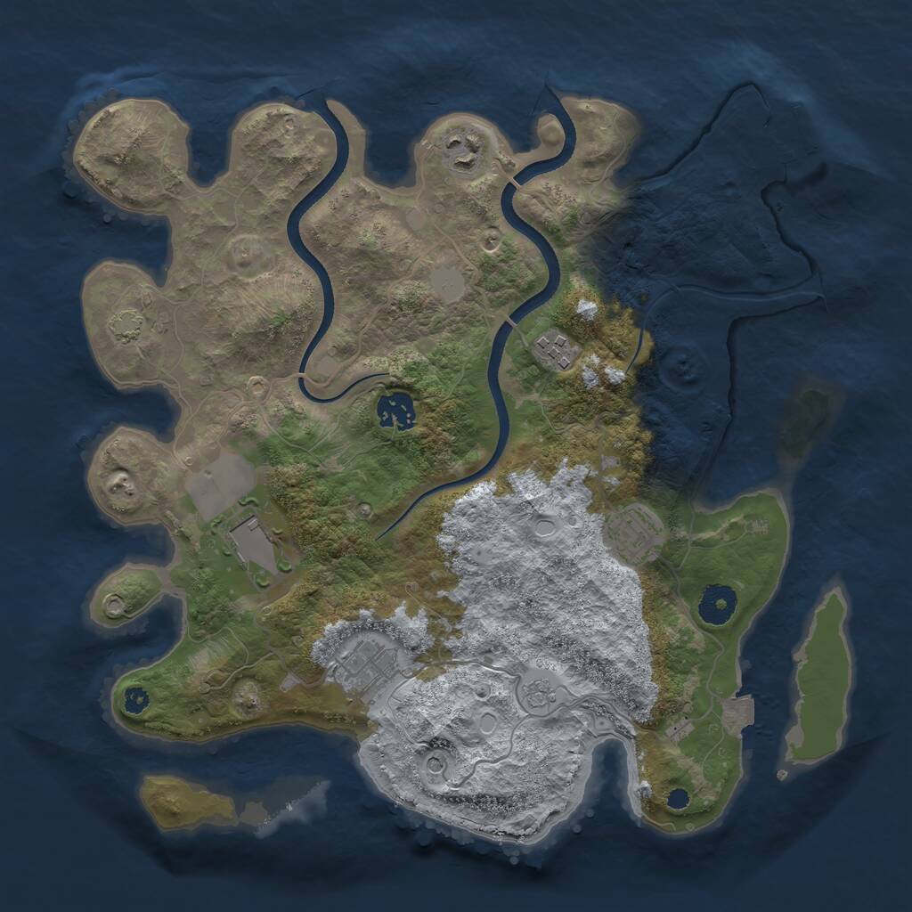 Rust Map: Procedural Map, Size: 3500, Seed: 452136569, 11 Monuments