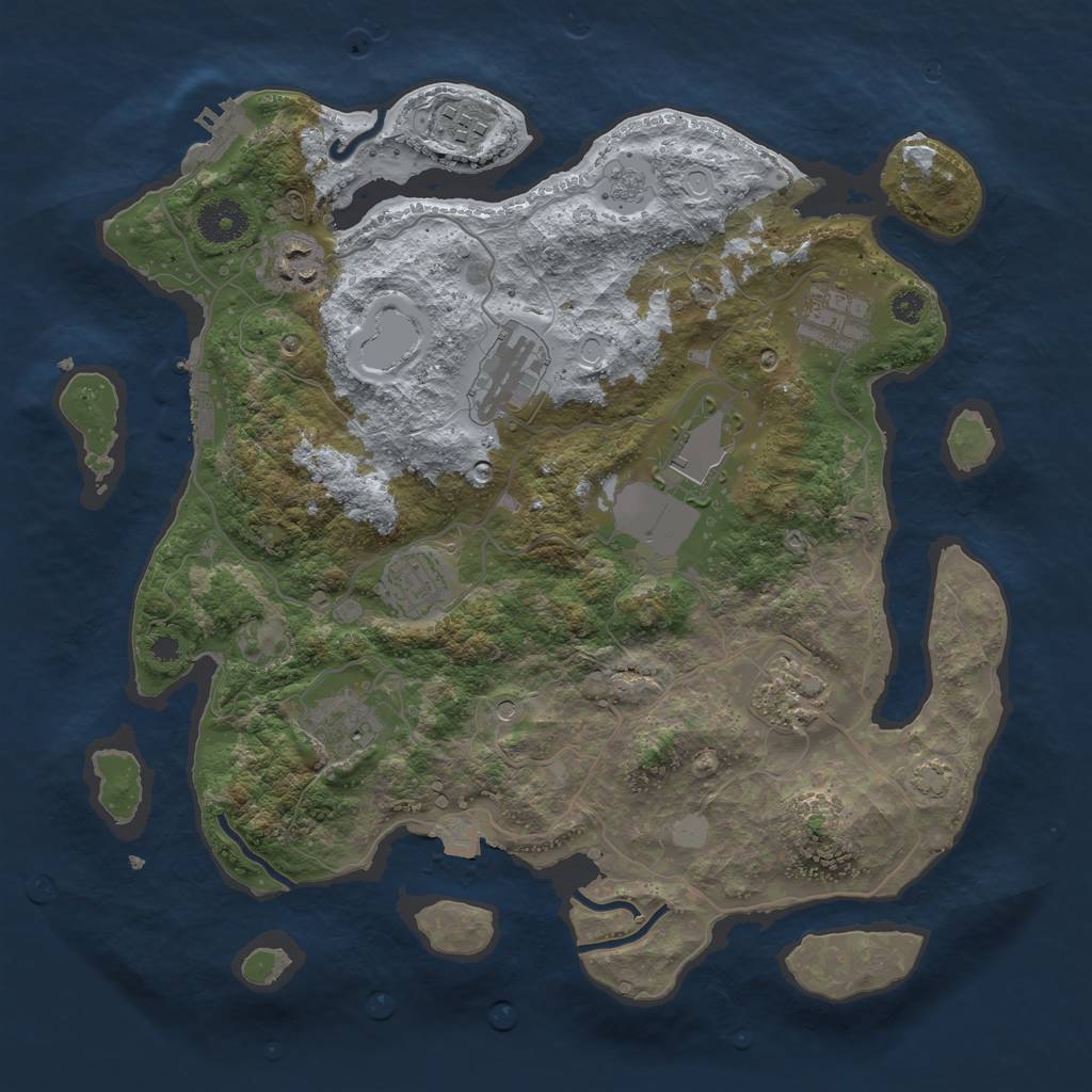 Rust Map: Procedural Map, Size: 3500, Seed: 3624821, 16 Monuments
