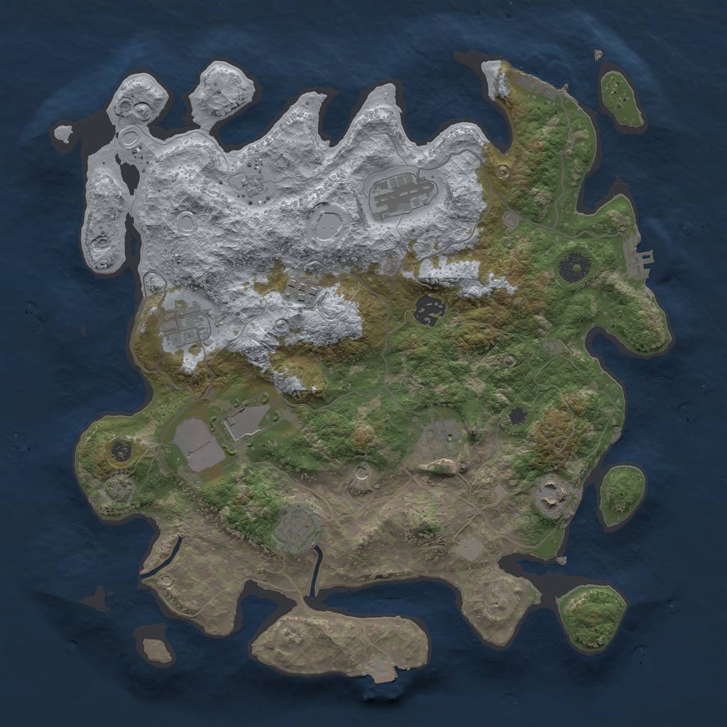 Rust Map: Procedural Map, Size: 3600, Seed: 29798438, 16 Monuments