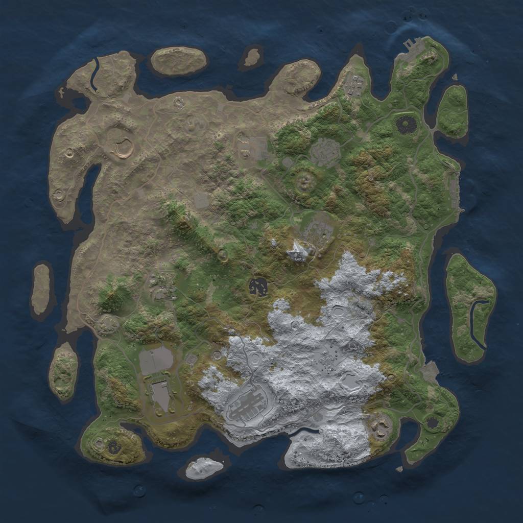 Rust Map: Procedural Map, Size: 4000, Seed: 1042001, 18 Monuments