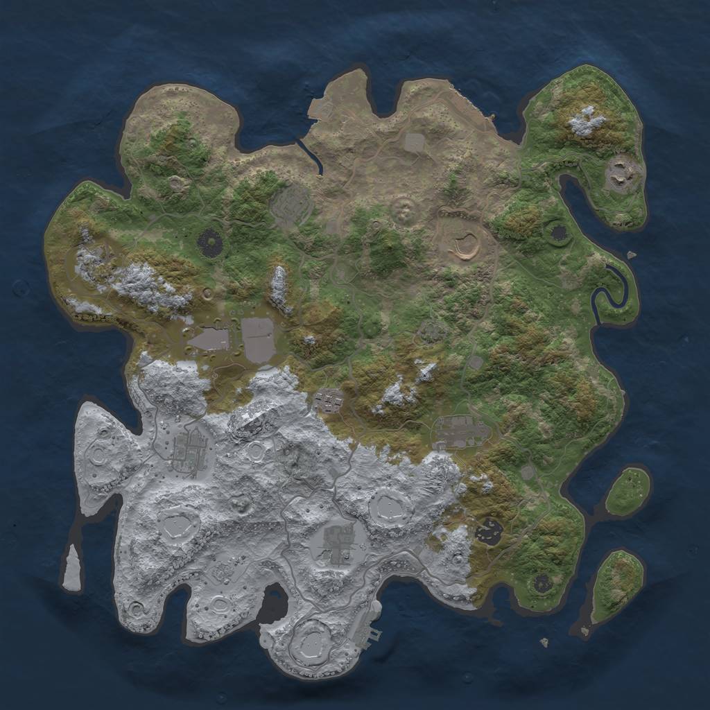 Rust Map: Procedural Map, Size: 4000, Seed: 849997029, 17 Monuments