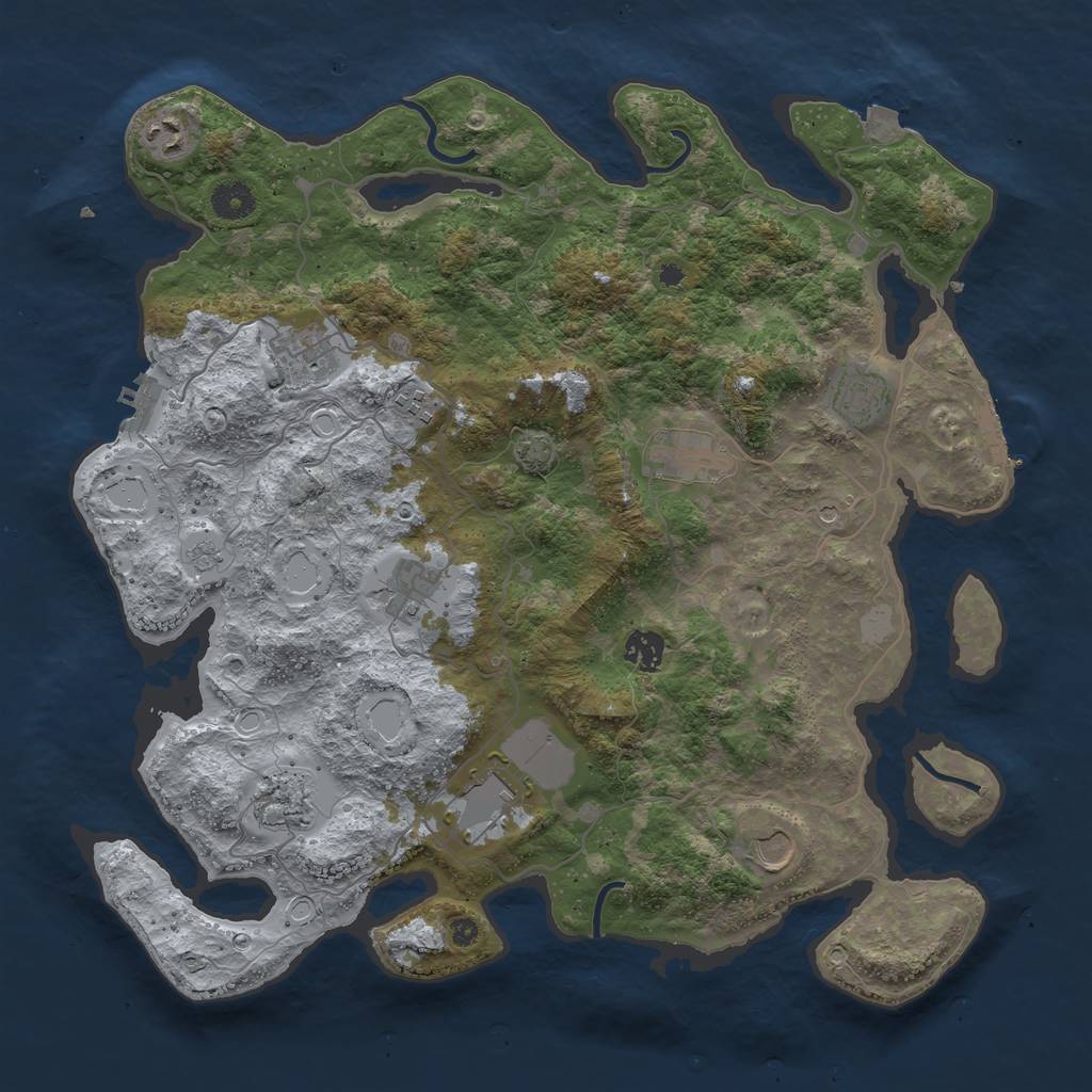 Rust Map: Procedural Map, Size: 4000, Seed: 1086795446, 18 Monuments