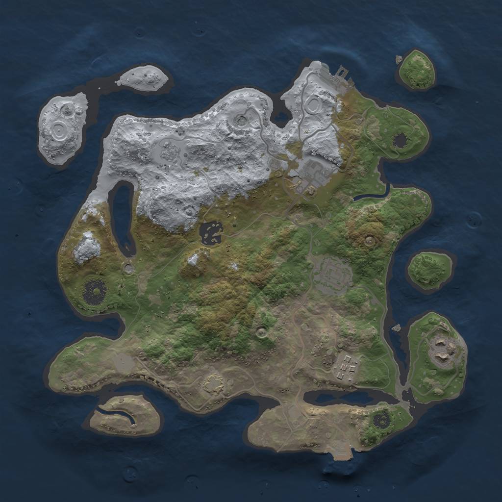 Rust Map: Procedural Map, Size: 3000, Seed: 63077109, 12 Monuments