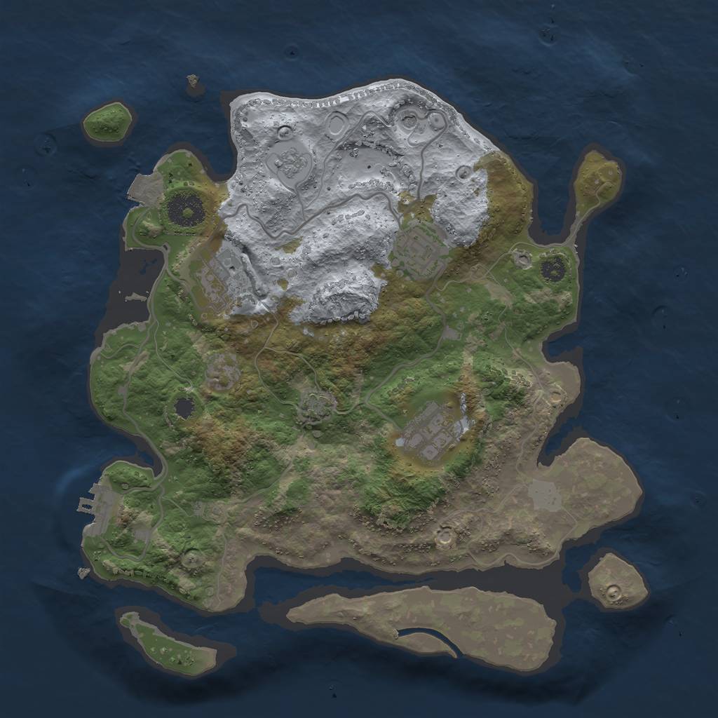 Rust Map: Procedural Map, Size: 3000, Seed: 585295159, 10 Monuments