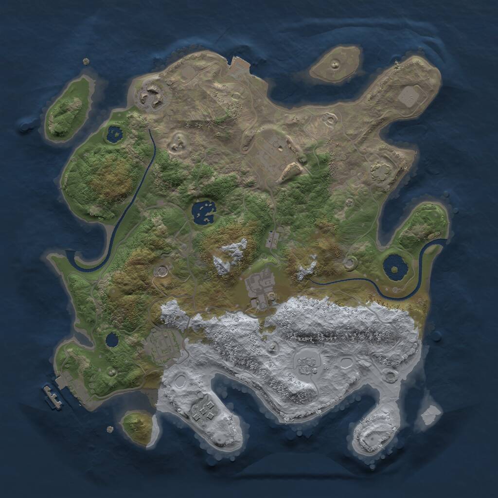 Rust Map: Procedural Map, Size: 3000, Seed: 804893163, 11 Monuments