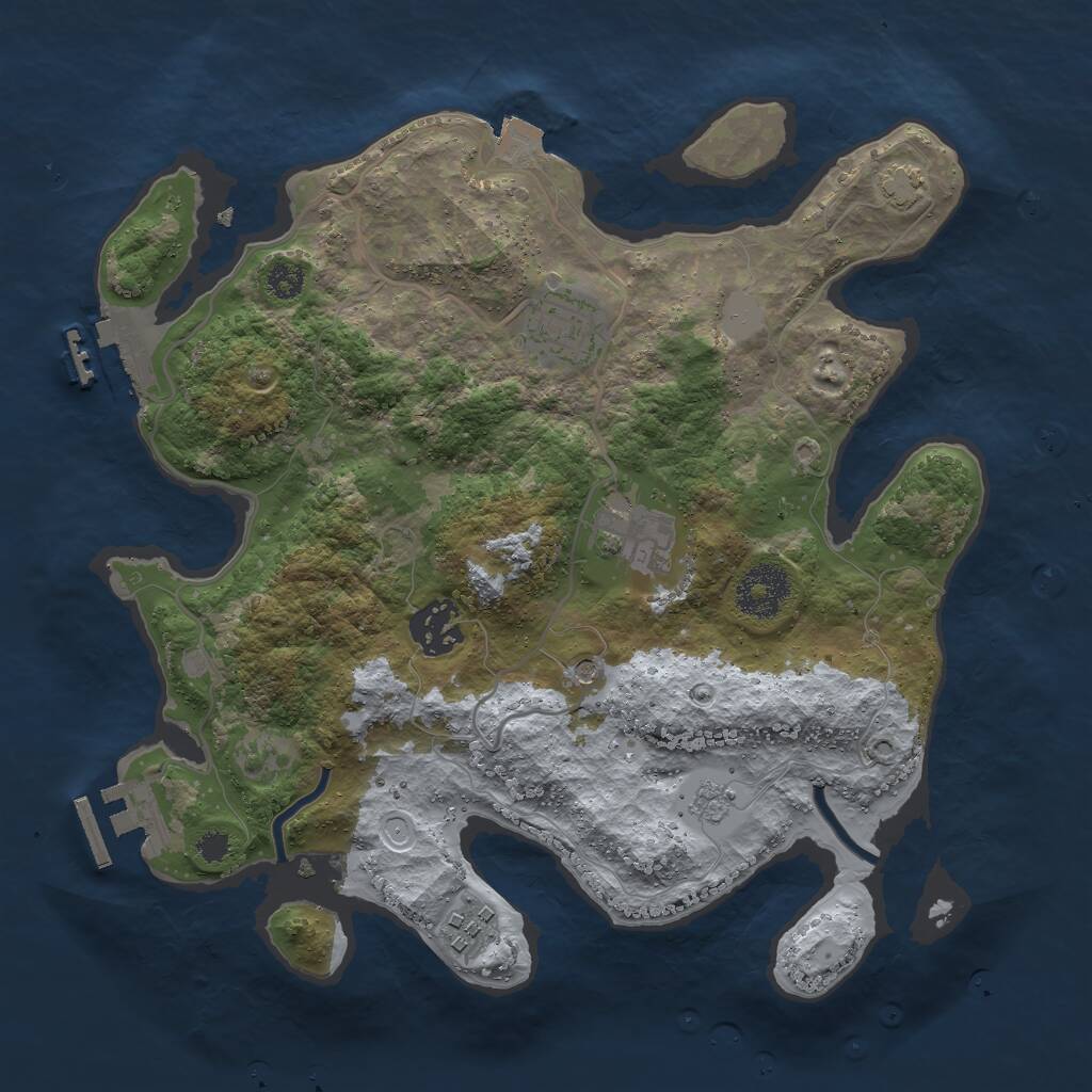 Rust Map: Procedural Map, Size: 3000, Seed: 804893163, 10 Monuments