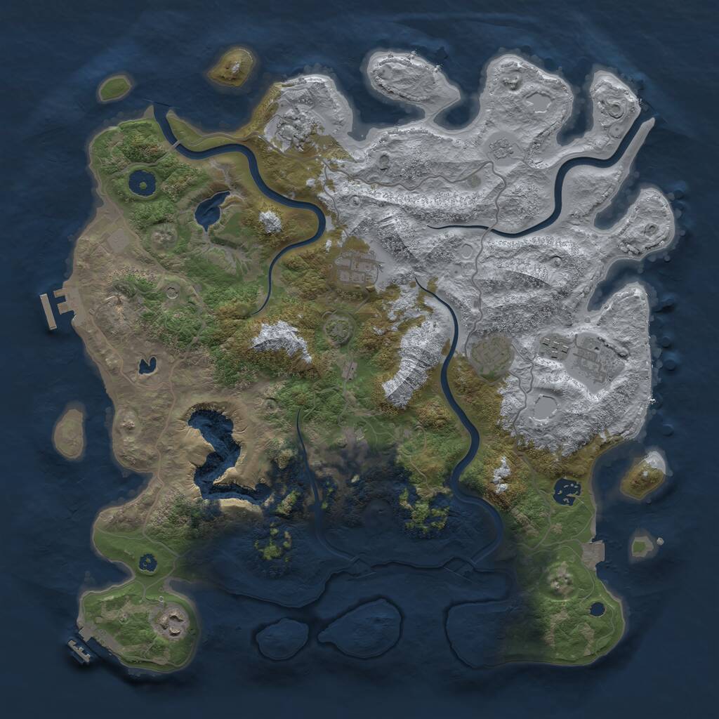 Rust Map: Procedural Map, Size: 4000, Seed: 472384925, 14 Monuments