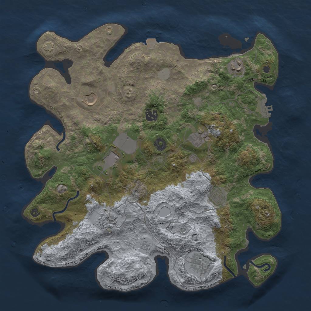 Rust Map: Procedural Map, Size: 3600, Seed: 598391204, 15 Monuments