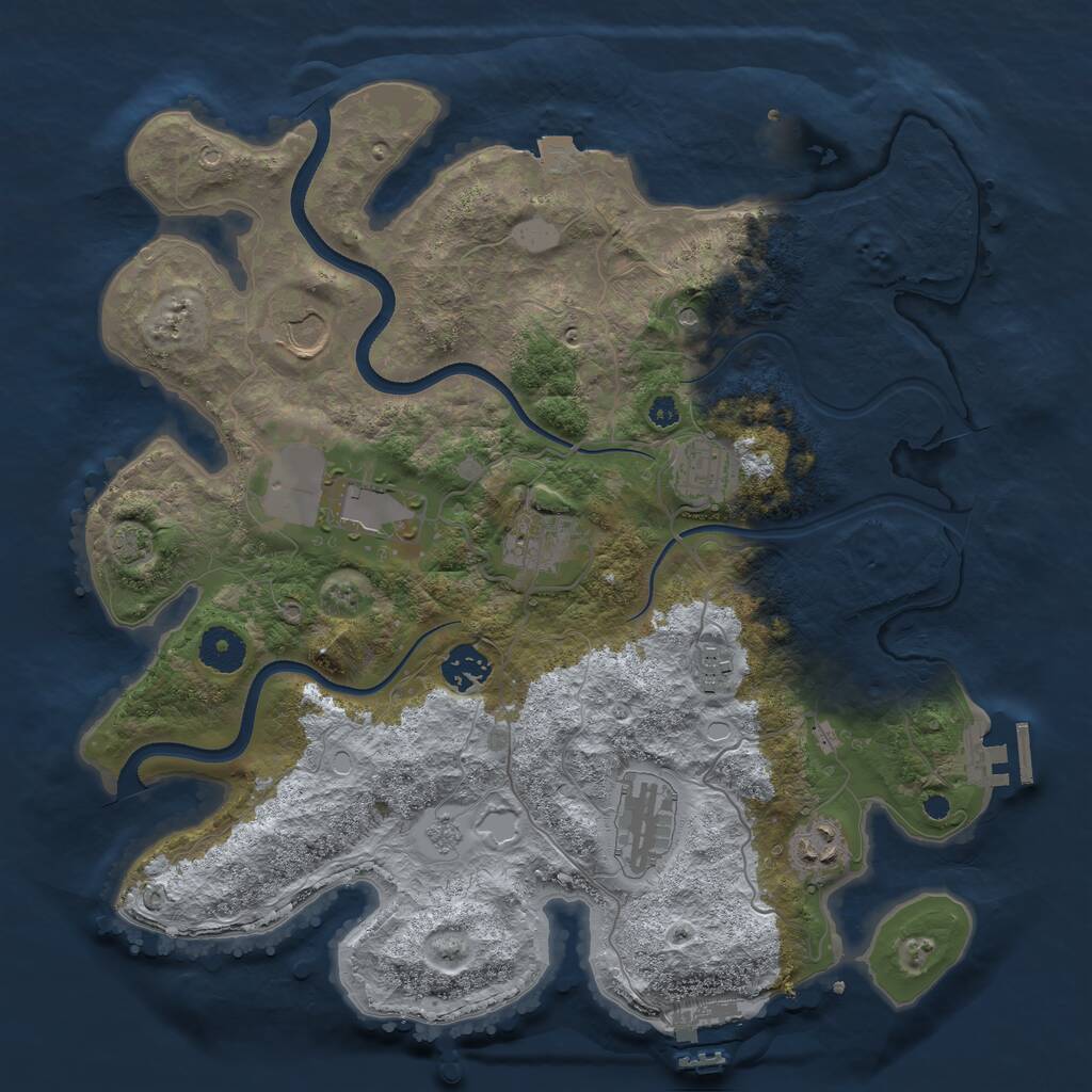 Rust Map: Procedural Map, Size: 3600, Seed: 598391204, 14 Monuments