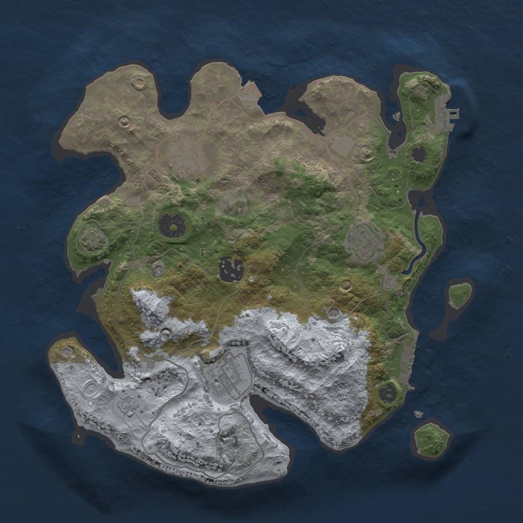Rust Map: Procedural Map, Size: 3000, Seed: 230986, 12 Monuments