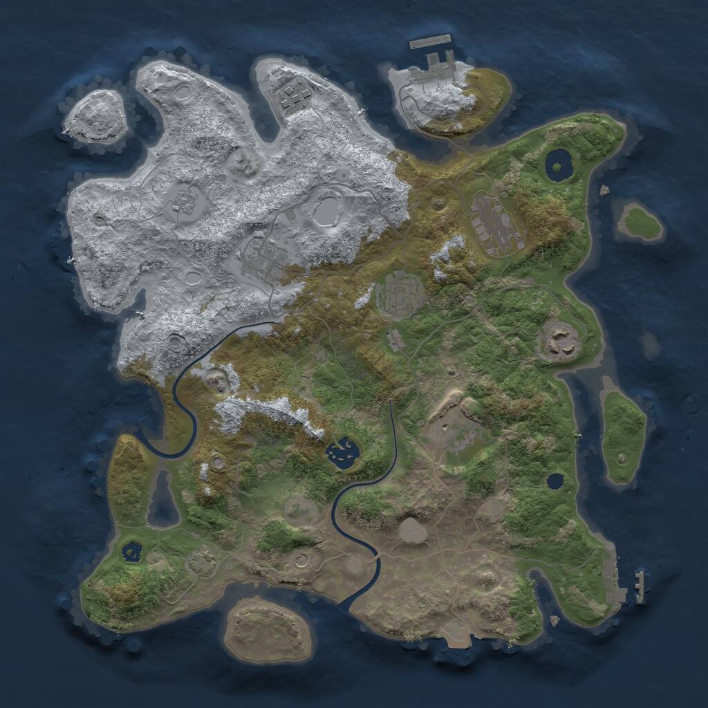 Rust Map: Procedural Map, Size: 3450, Seed: 8078402, 13 Monuments