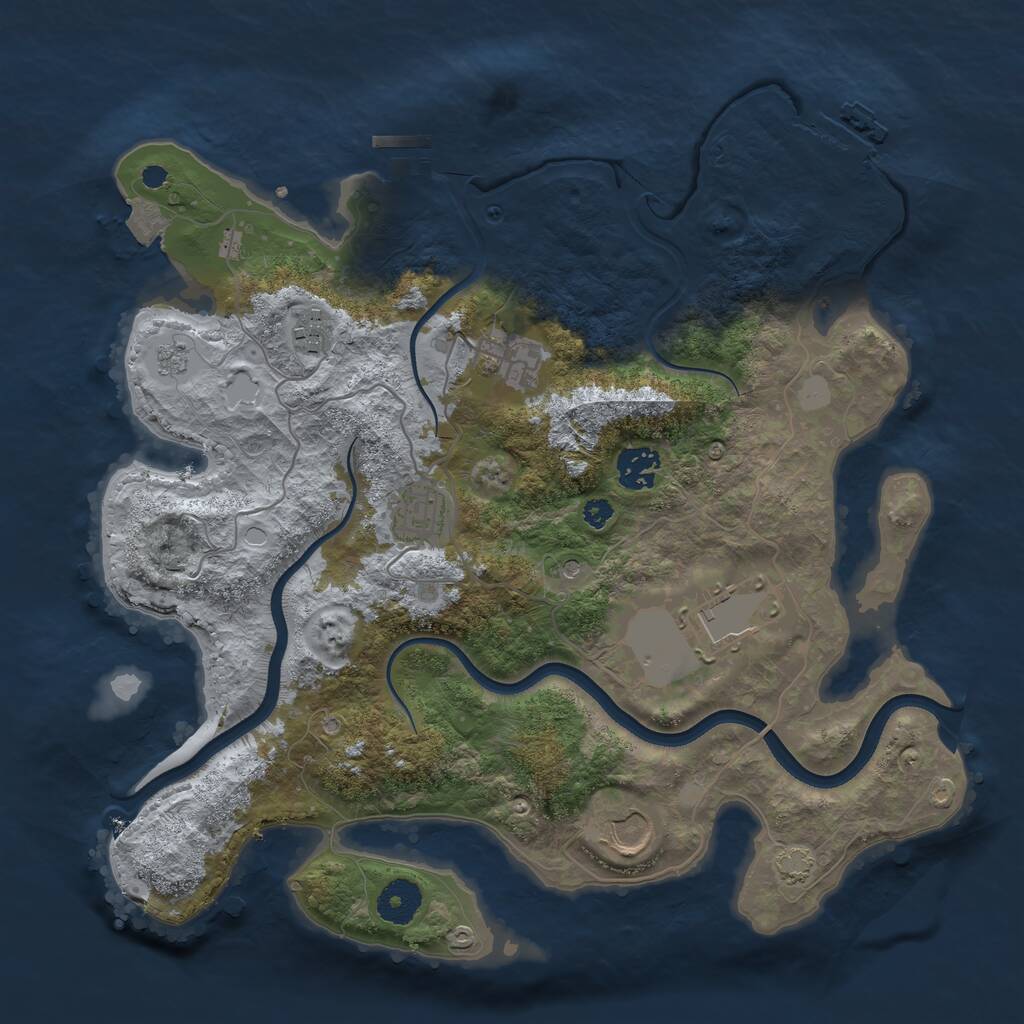 Rust Map: Procedural Map, Size: 3500, Seed: 118544663, 12 Monuments