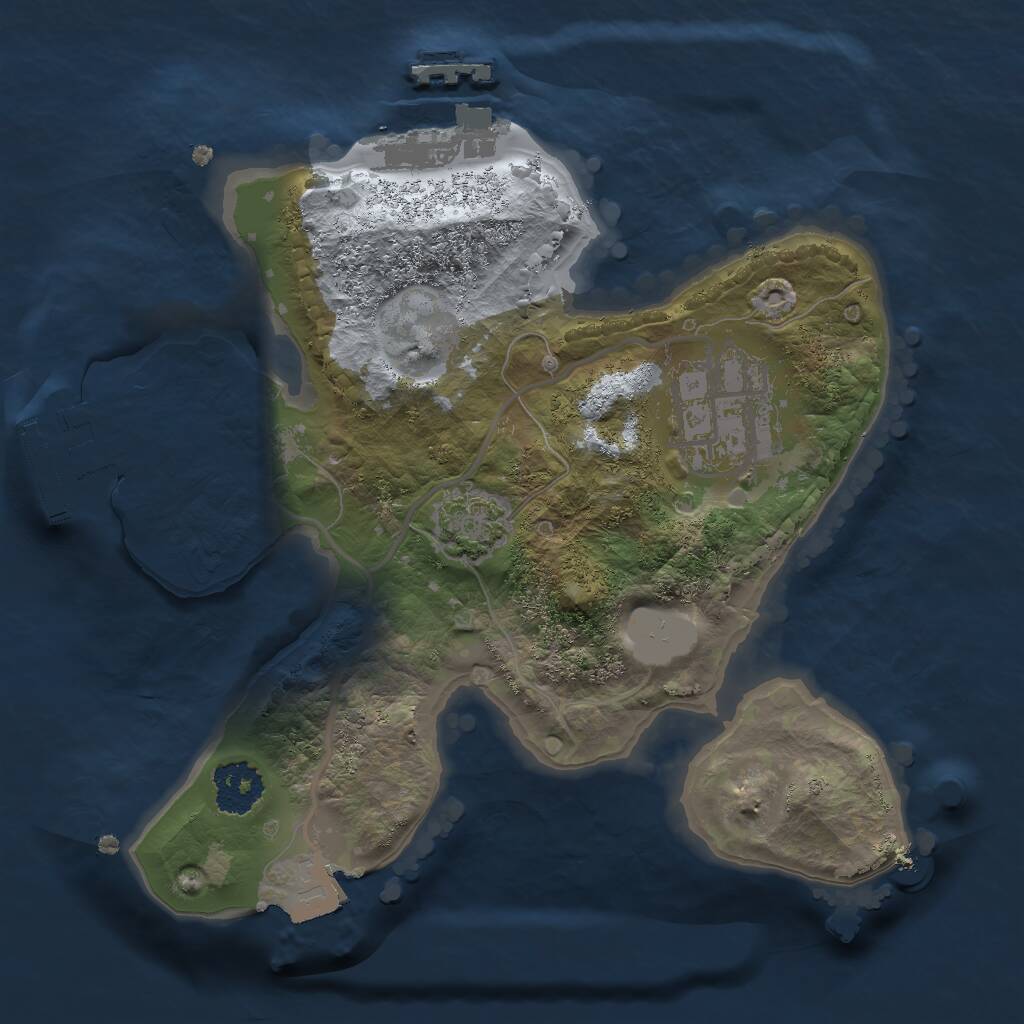 Rust Map: Procedural Map, Size: 2000, Seed: 1117014738, 5 Monuments