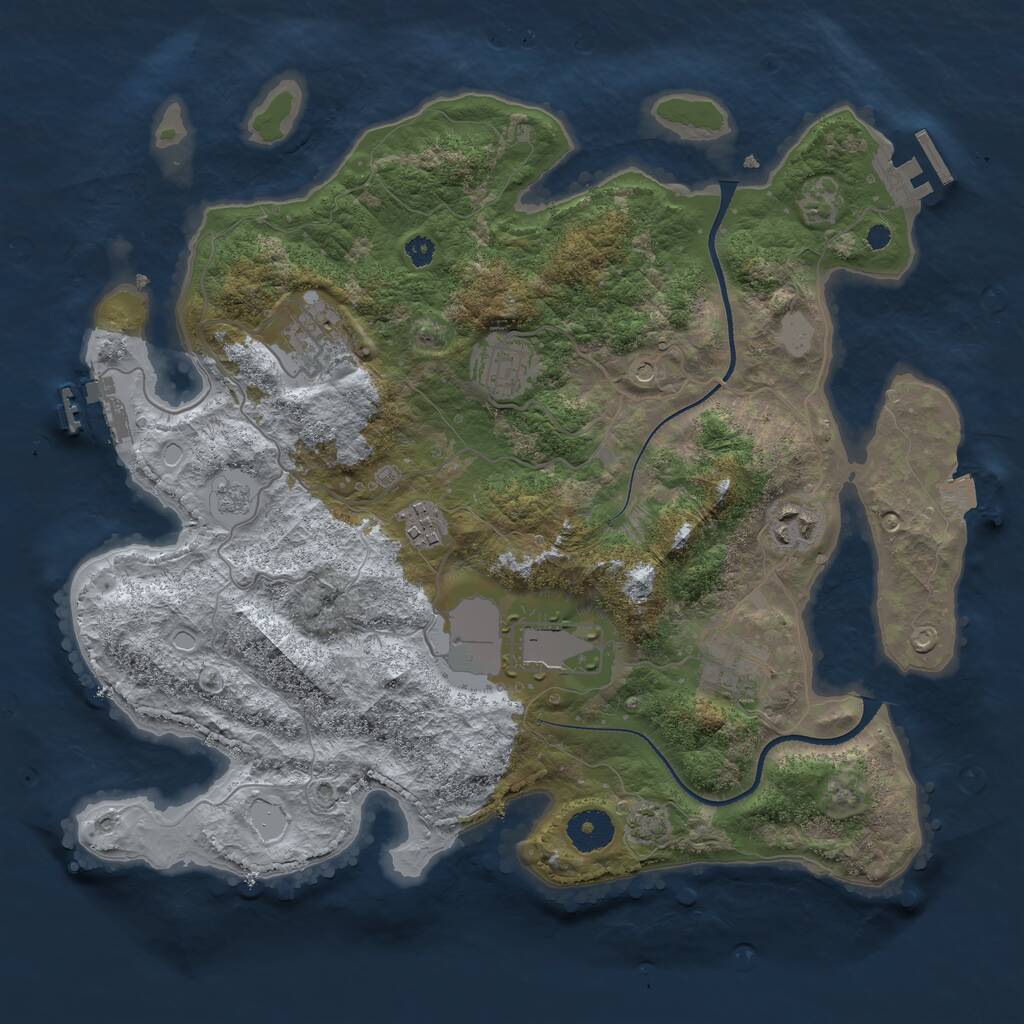 Rust Map: Procedural Map, Size: 3500, Seed: 343398300, 12 Monuments