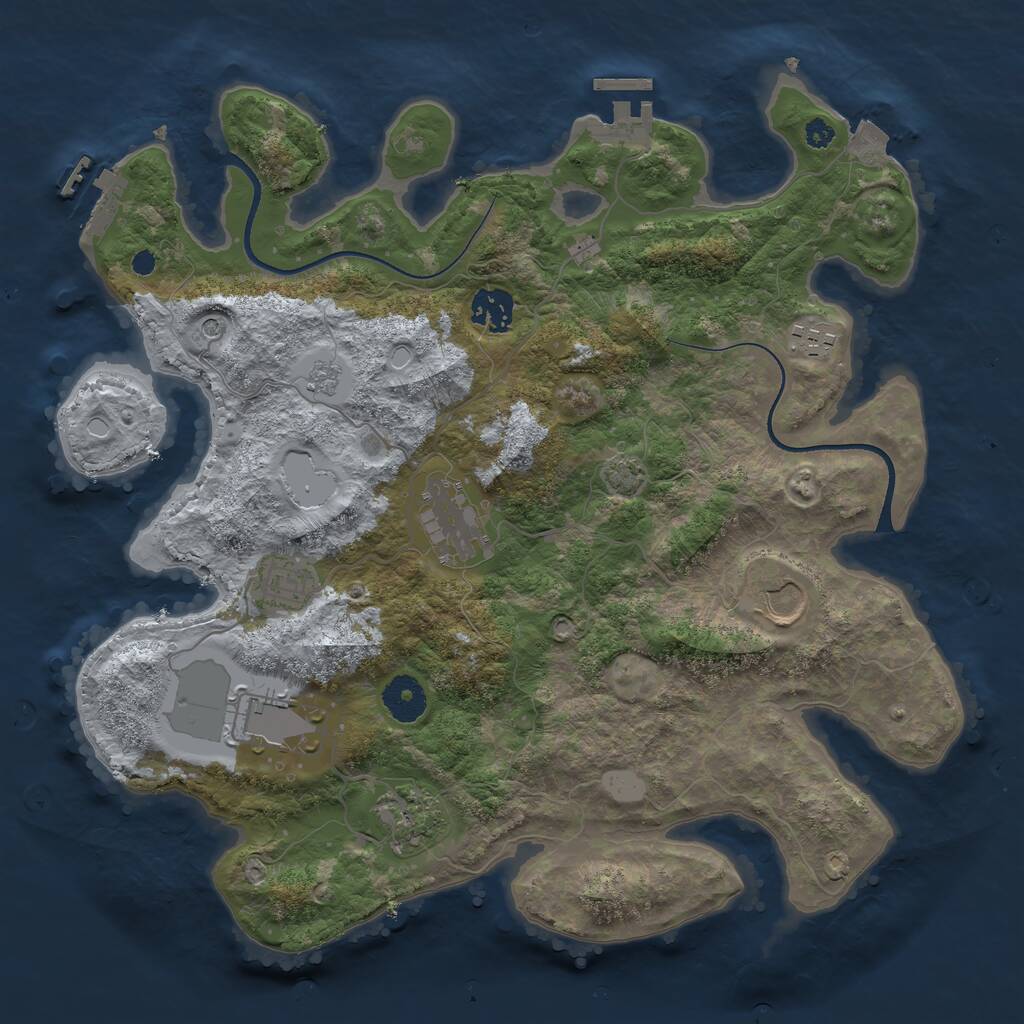 Rust Map: Procedural Map, Size: 3500, Seed: 2129592419, 13 Monuments