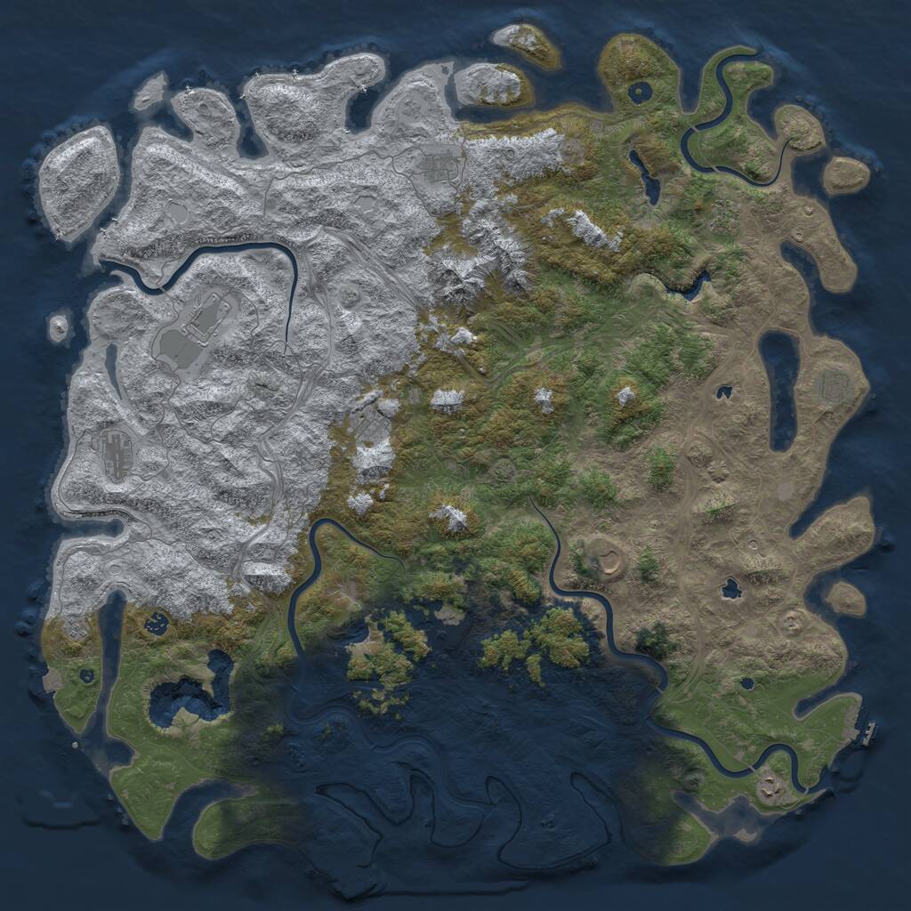 Rust Map: Procedural Map, Size: 6000, Seed: 651930437, 17 Monuments