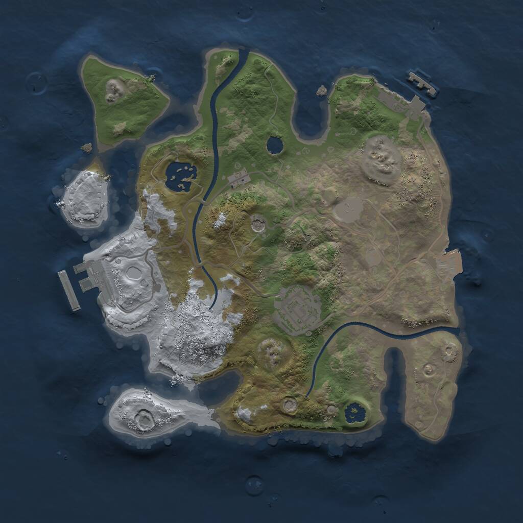 Rust Map: Procedural Map, Size: 2500, Seed: 1416896247, 6 Monuments