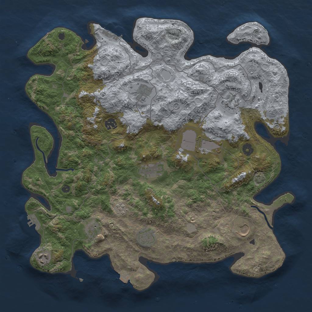 Rust Map: Procedural Map, Size: 4000, Seed: 1395664397, 18 Monuments