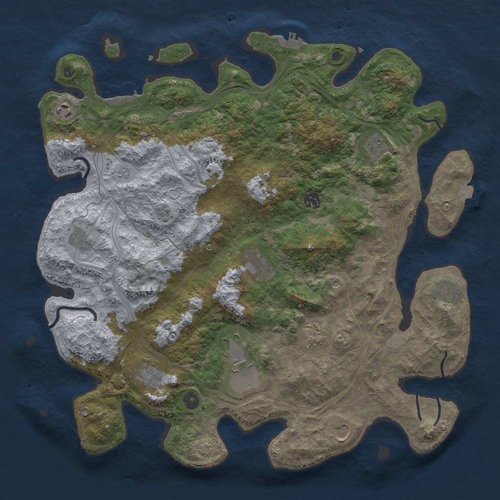 Rust Map: Procedural Map, Size: 4500, Seed: 474836, 19 Monuments