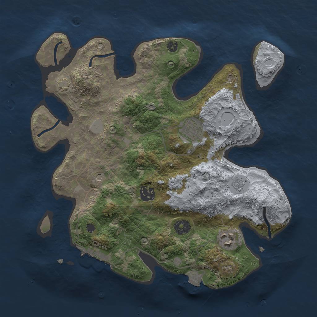 Rust Map: Procedural Map, Size: 3000, Seed: 389026965, 10 Monuments