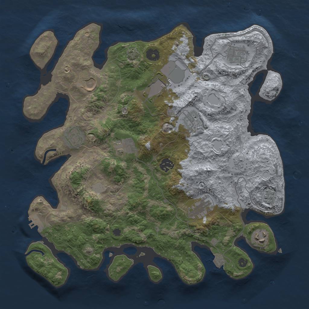 Rust Map: Procedural Map, Size: 3500, Seed: 1977453557, 16 Monuments