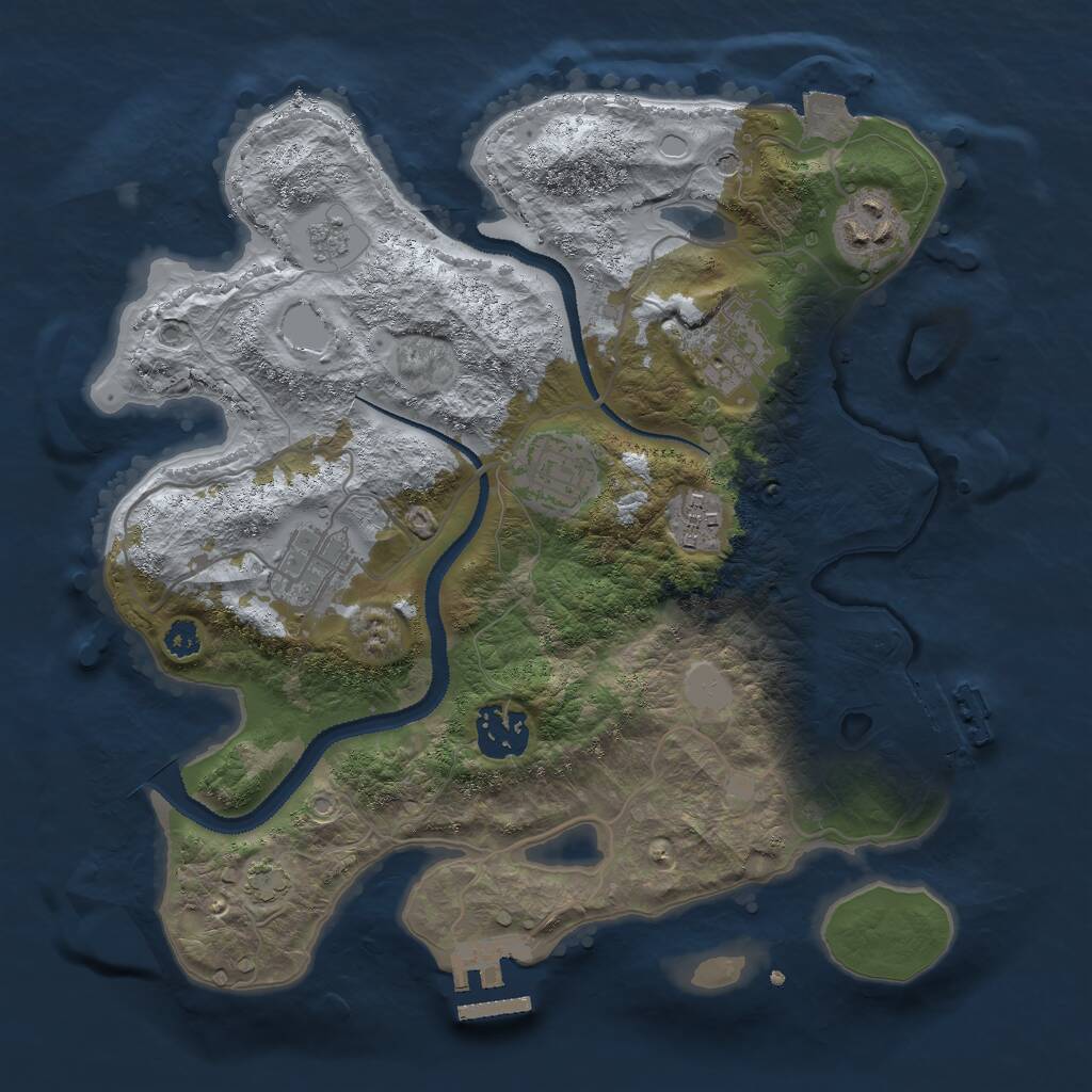 Rust Map: Procedural Map, Size: 3000, Seed: 7875, 12 Monuments