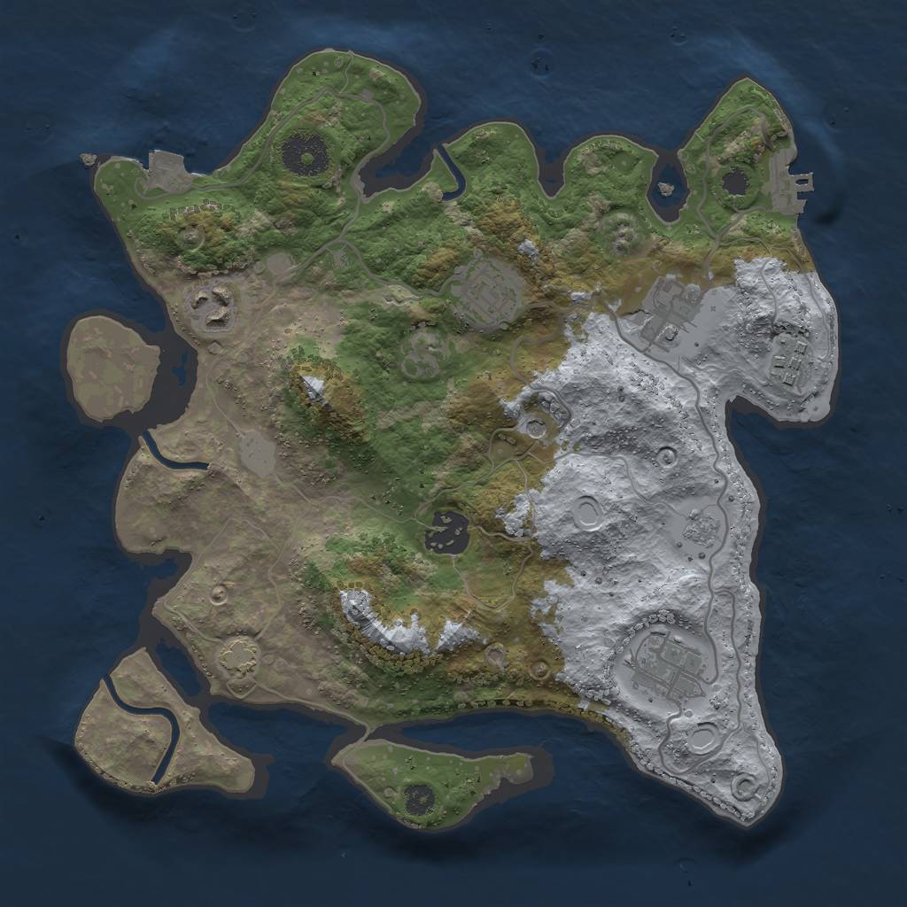 Rust Map: Procedural Map, Size: 3000, Seed: 57027386, 13 Monuments