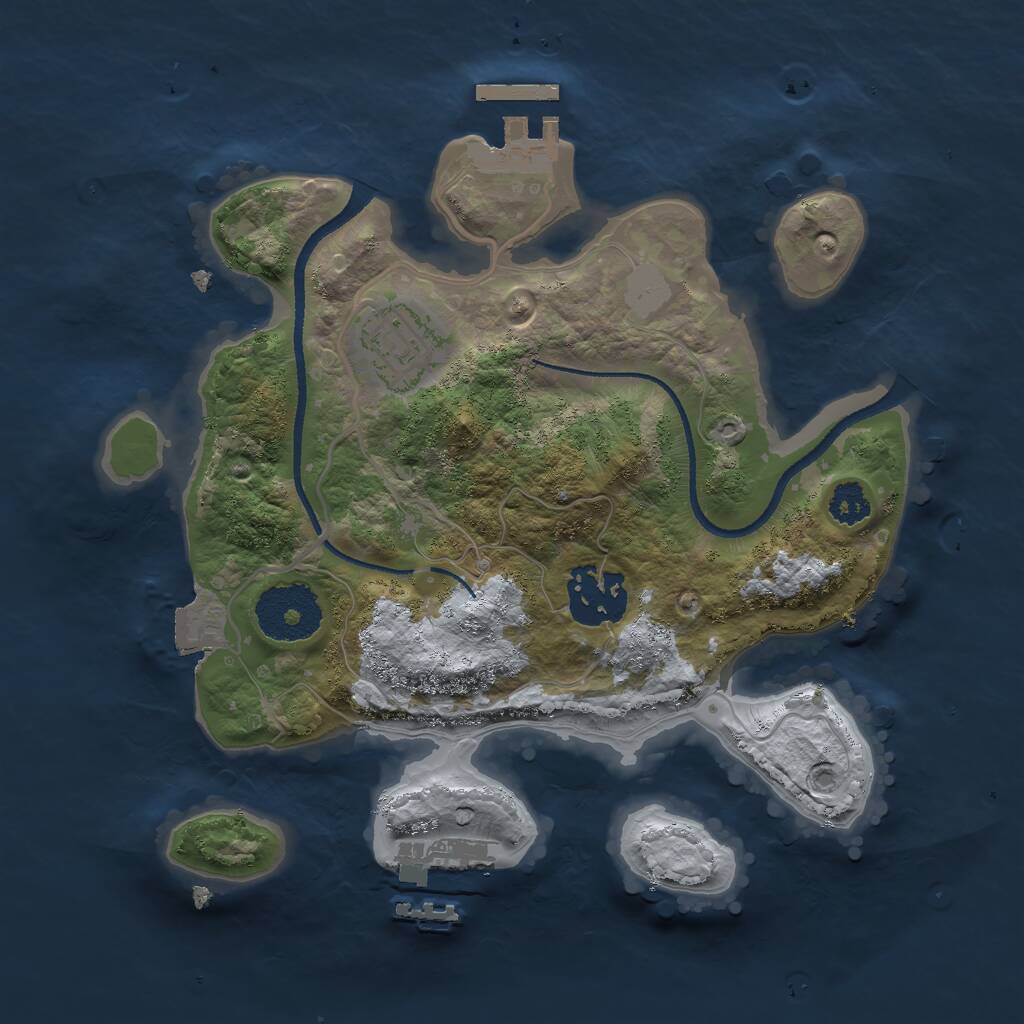Rust Map: Procedural Map, Size: 2500, Seed: 1488228, 5 Monuments