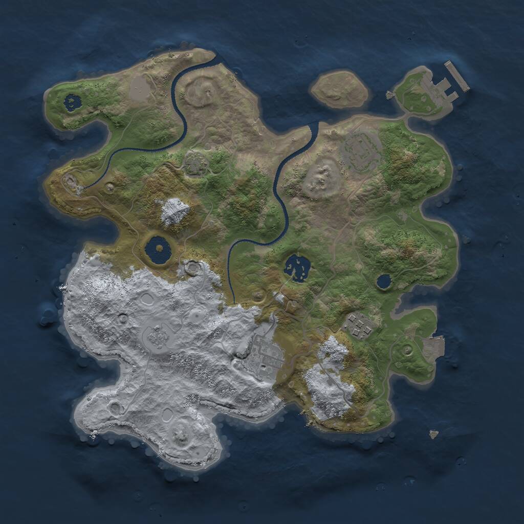 Rust Map: Procedural Map, Size: 3000, Seed: 390191, 8 Monuments