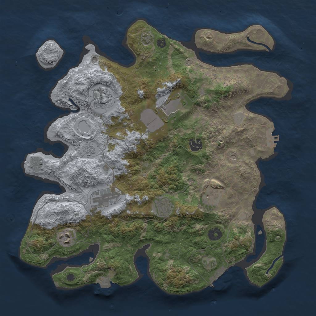 Rust Map: Procedural Map, Size: 3500, Seed: 202140435, 16 Monuments