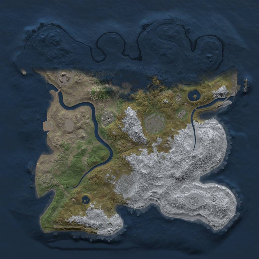 Rust Map: Procedural Map, Size: 3200, Seed: 1887947367, 11 Monuments