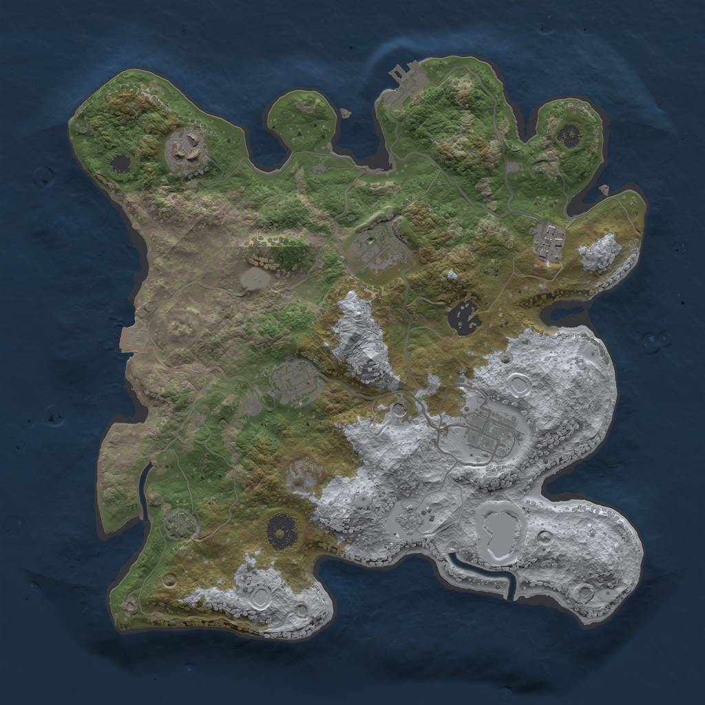 Rust Map: Procedural Map, Size: 3200, Seed: 1887947367, 13 Monuments