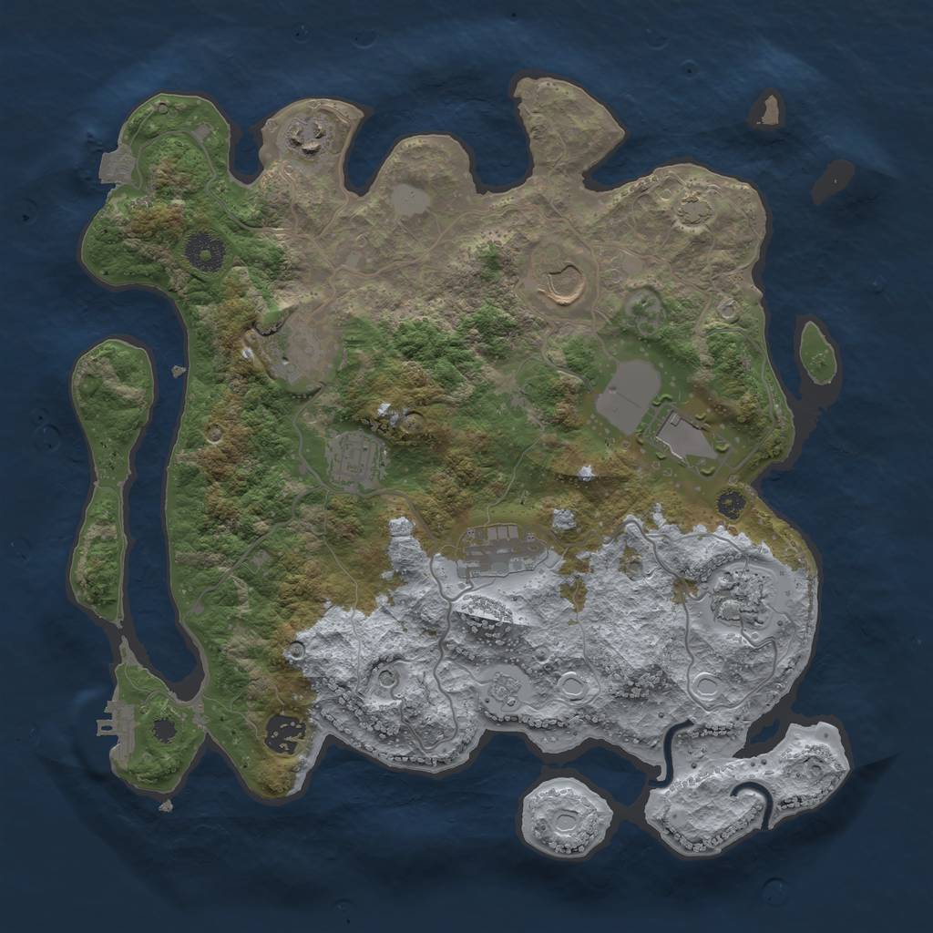 Rust Map: Procedural Map, Size: 3500, Seed: 906473102, 15 Monuments