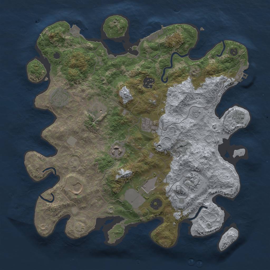 Rust Map: Procedural Map, Size: 3500, Seed: 83427355, 16 Monuments