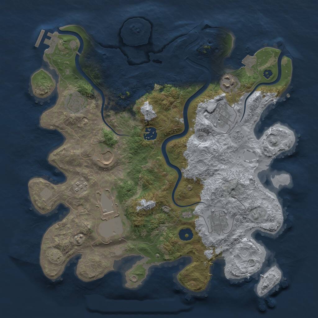 Rust Map: Procedural Map, Size: 3500, Seed: 83427355, 13 Monuments